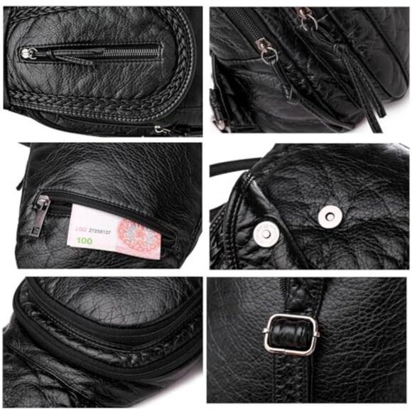 Vintage Embroidered PU Leather Backpack Purse Small Travel Bag Chest Pack main image 4